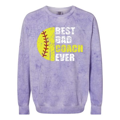 Best Softball Dad Coach Ever Retro Father Softball Coach Dad Colorblast Crewneck Sweatshirt