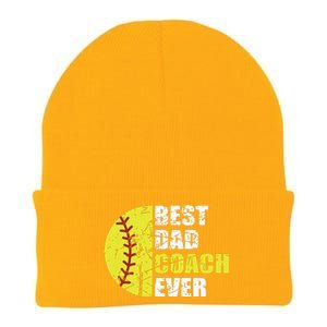 Best Softball Dad Coach Ever Retro Father Softball Coach Dad Knit Cap Winter Beanie