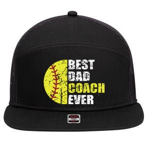 Best Softball Dad Coach Ever Retro Father Softball Coach Dad 7 Panel Mesh Trucker Snapback Hat