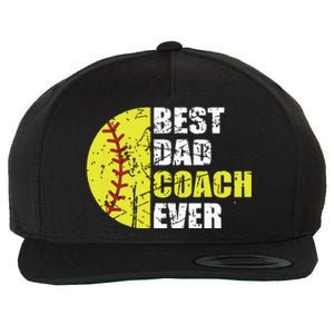 Best Softball Dad Coach Ever Retro Father Softball Coach Dad Wool Snapback Cap