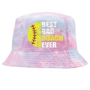 Best Softball Dad Coach Ever Retro Father Softball Coach Dad Tie-Dyed Bucket Hat