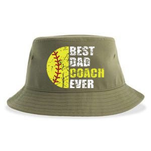 Best Softball Dad Coach Ever Retro Father Softball Coach Dad Sustainable Bucket Hat