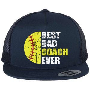 Best Softball Dad Coach Ever Retro Father Softball Coach Dad Flat Bill Trucker Hat