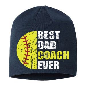 Best Softball Dad Coach Ever Retro Father Softball Coach Dad Sustainable Beanie