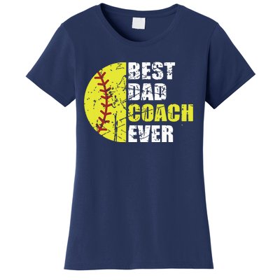 Best Softball Dad Coach Ever Retro Father Softball Coach Dad Women's T-Shirt