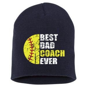 Best Softball Dad Coach Ever Retro Father Softball Coach Dad Short Acrylic Beanie