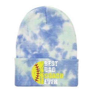 Best Softball Dad Coach Ever Retro Father Softball Coach Dad Tie Dye 12in Knit Beanie