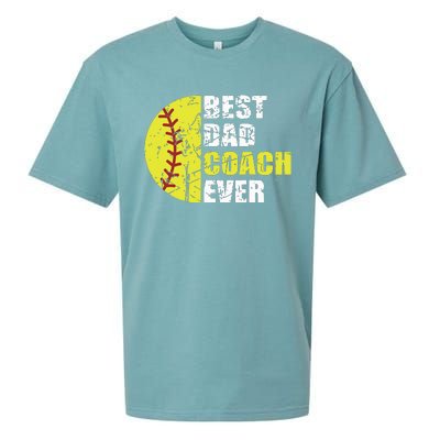 Best Softball Dad Coach Ever Retro Father Softball Coach Dad Sueded Cloud Jersey T-Shirt