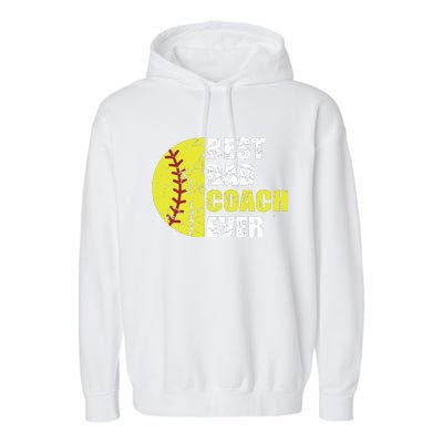 Best Softball Dad Coach Ever Retro Father Softball Coach Dad Garment-Dyed Fleece Hoodie