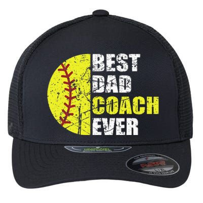 Best Softball Dad Coach Ever Retro Father Softball Coach Dad Flexfit Unipanel Trucker Cap