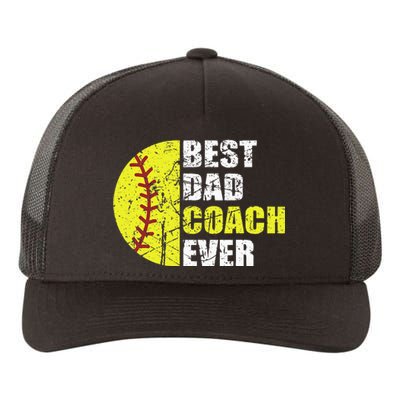 Best Softball Dad Coach Ever Retro Father Softball Coach Dad Yupoong Adult 5-Panel Trucker Hat