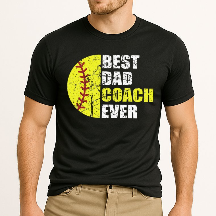 Best Softball Dad Coach Ever Retro Father Softball Coach Dad Performance Shirt