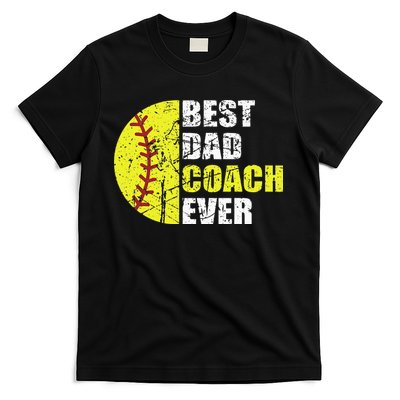 Best Softball Dad Coach Ever Retro Father Softball Coach Dad T-Shirt