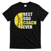 Best Softball Dad Coach Ever Retro Father Softball Coach Dad T-Shirt