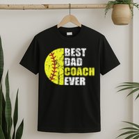 Best Softball Dad Coach Ever Retro Father Softball Coach Dad T-Shirt