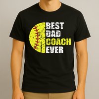 Best Softball Dad Coach Ever Retro Father Softball Coach Dad T-Shirt