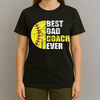 Best Softball Dad Coach Ever Retro Father Softball Coach Dad T-Shirt