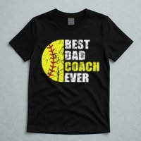 Best Softball Dad Coach Ever Retro Father Softball Coach Dad T-Shirt