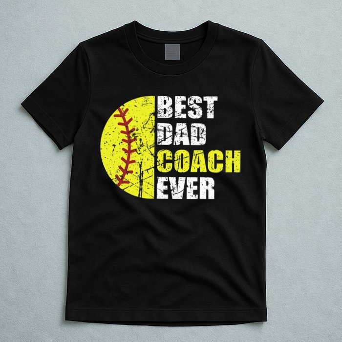 Best Softball Dad Coach Ever Retro Father Softball Coach Dad T-Shirt