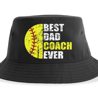 Best Softball Dad Coach Ever Retro Father Softball Coach Dad Sustainable Bucket Hat