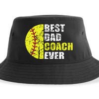 Best Softball Dad Coach Ever Retro Father Softball Coach Dad Sustainable Bucket Hat