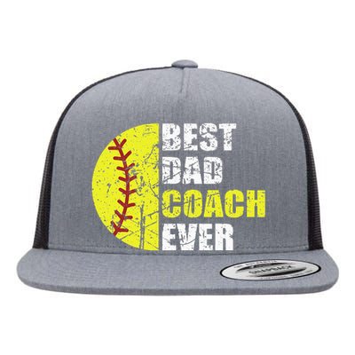 Best Softball Dad Coach Ever Retro Father Softball Coach Dad Flat Bill Trucker Hat