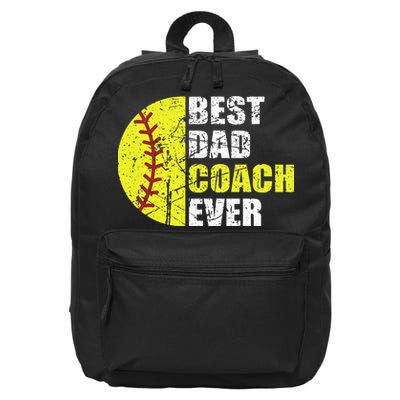 Best Softball Dad Coach Ever Retro Father Softball Coach Dad 16 in Basic Backpack