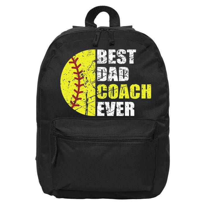 Best Softball Dad Coach Ever Retro Father Softball Coach Dad 16 in Basic Backpack