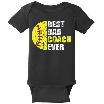 Best Softball Dad Coach Ever Retro Father Softball Coach Dad Baby Bodysuit