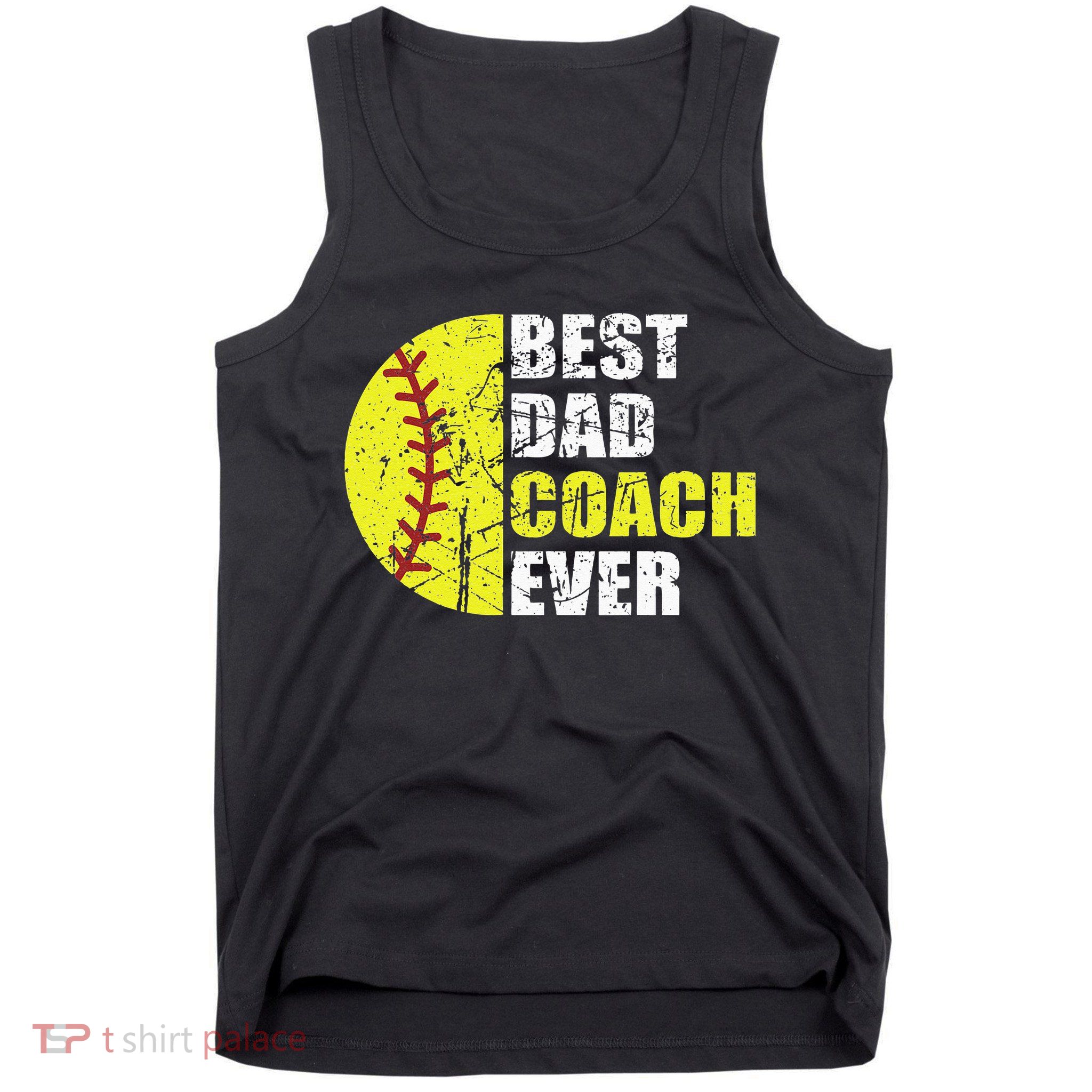 Best Softball Dad Coach Ever Retro Father Softball Coach Dad Tank Top