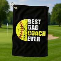 Best Softball Dad Coach Ever Retro Father Softball Coach Dad Golf Towel