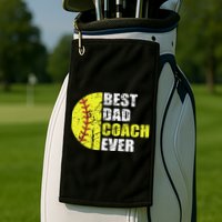 Best Softball Dad Coach Ever Retro Father Softball Coach Dad Golf Towel