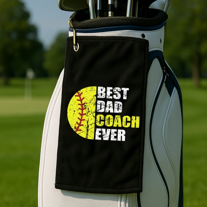 Best Softball Dad Coach Ever Retro Father Softball Coach Dad Golf Towel