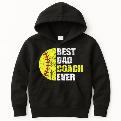 Best Softball Dad Coach Ever Retro Father Softball Coach Dad Kids Hoodie