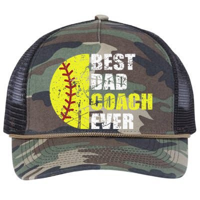 Best Softball Dad Coach Ever Retro Father Softball Coach Dad Retro Rope Trucker Hat Cap