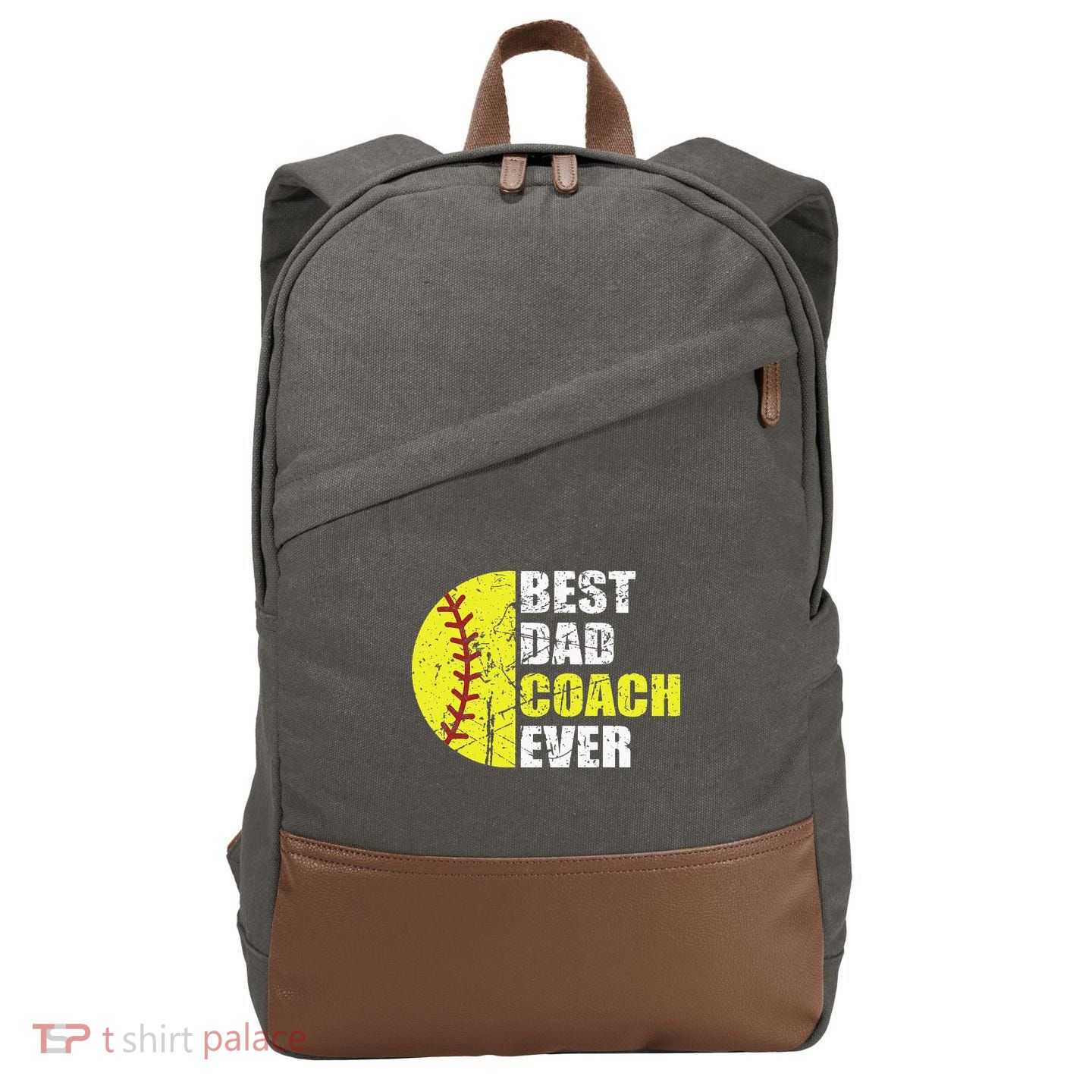Best Softball Dad Coach Ever Retro Father Softball Coach Dad Cotton Canvas Backpack