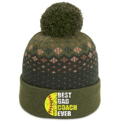 Best Softball Dad Coach Ever Retro Father Softball Coach Dad The Baniff Cuffed Pom Beanie