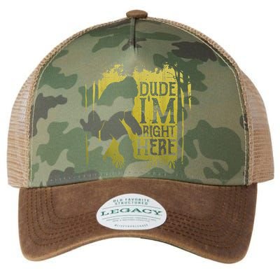 Bigfoot Sasquatch Dude I'm Right Here Funny Men Vintage Legacy Tie Dye Trucker Hat