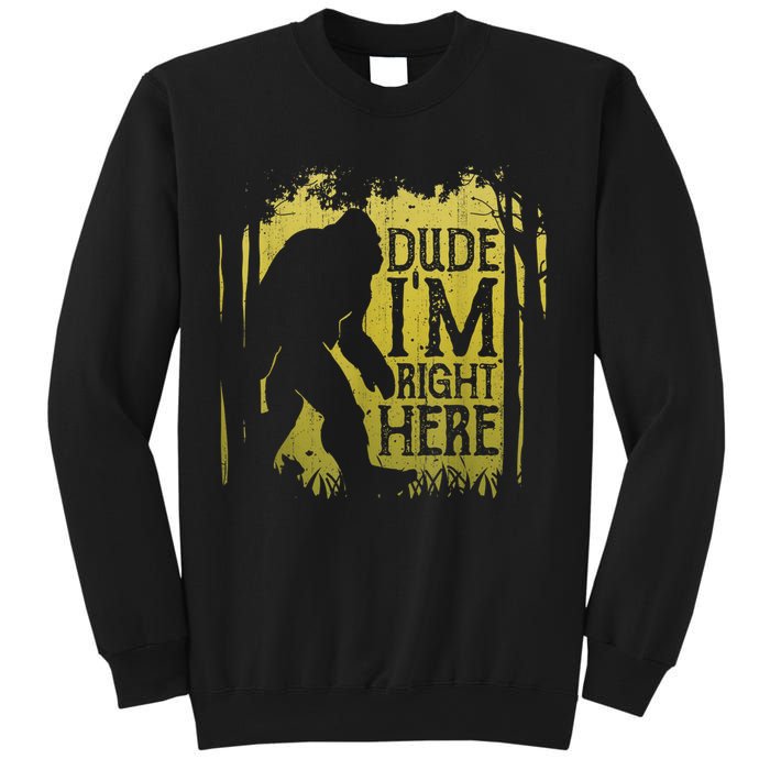 Bigfoot Sasquatch Dude I'm Right Here Funny Men Vintage Sweatshirt