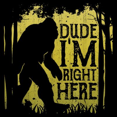 Bigfoot Sasquatch Dude I'm Right Here Funny Men Vintage T-Shirt