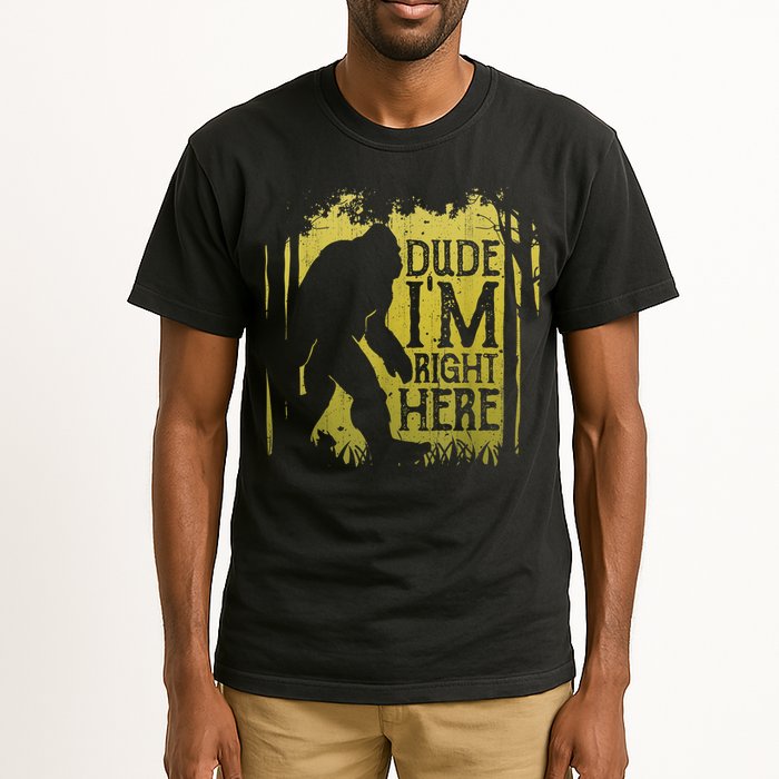 Bigfoot Sasquatch Dude I'm Right Here Funny Men Vintage Tall T-Shirt