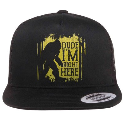 Bigfoot Sasquatch Dude I'm Right Here Funny Men Vintage Flatbill Hat