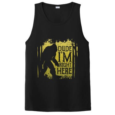 Bigfoot Sasquatch Dude I'm Right Here Funny Men Vintage PosiCharge Competitor Tank
