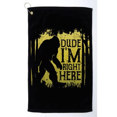 Bigfoot Sasquatch Dude I'm Right Here Funny Men Vintage Golf Towel