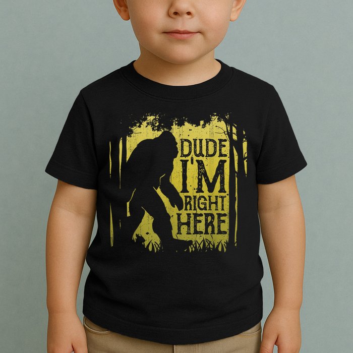 Bigfoot Sasquatch Dude I'm Right Here Funny Men Vintage Toddler T-Shirt