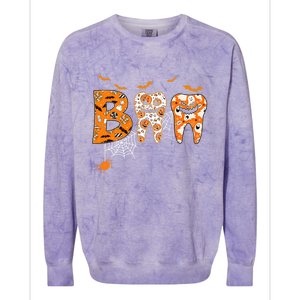 Boo Spooky Dentist Halloween Teeth Pumpkin Dental Hygienist Gift Colorblast Crewneck Sweatshirt