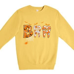 Boo Spooky Dentist Halloween Teeth Pumpkin Dental Hygienist Gift Premium Crewneck Sweatshirt