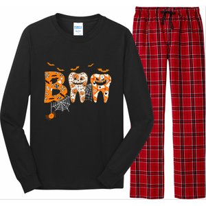 Boo Spooky Dentist Halloween Teeth Pumpkin Dental Hygienist Gift Long Sleeve Pajama Set