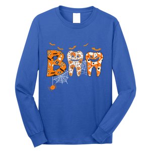 Boo Spooky Dentist Halloween Teeth Pumpkin Dental Hygienist Gift Long Sleeve Shirt