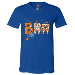 Boo Spooky Dentist Halloween Teeth Pumpkin Dental Hygienist Gift V-Neck T-Shirt